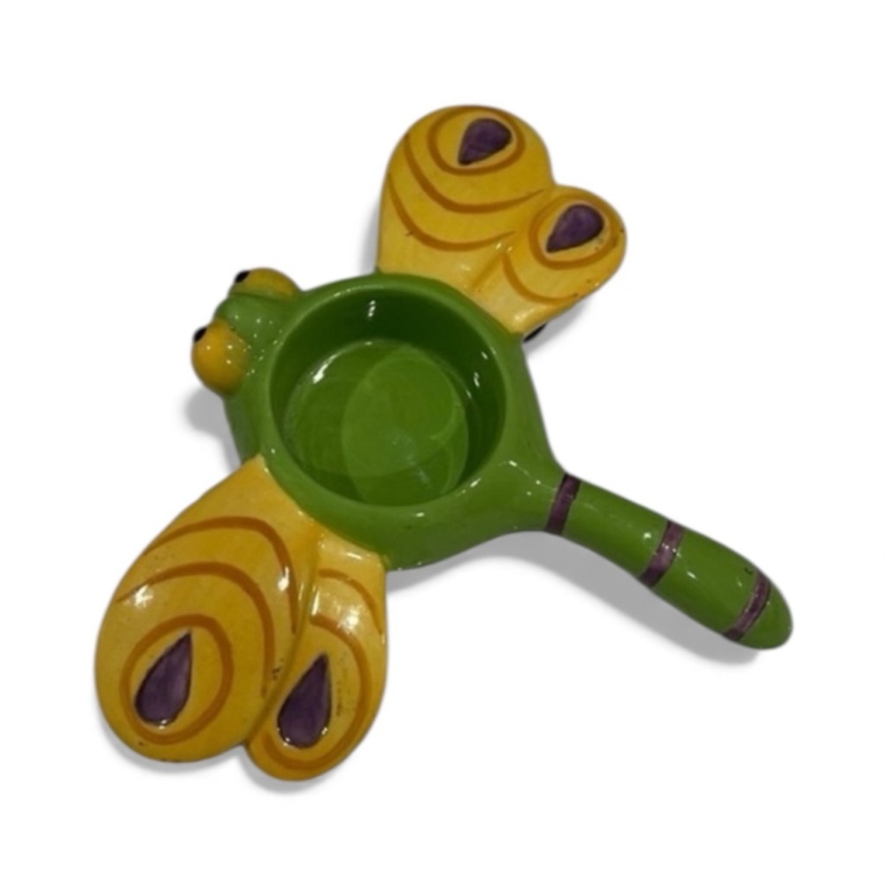 Yankee Candle holder‎ green and yellow drangon fly